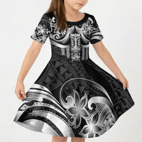 Tiki Drum Hawaii Kid Short Sleeve Dress Hawaiian Kakau Tattoo Style LT14 KID Black - Polynesian Pride