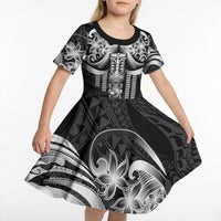Tiki Drum Hawaii Kid Short Sleeve Dress Hawaiian Kakau Tattoo Style LT14 - Polynesian Pride