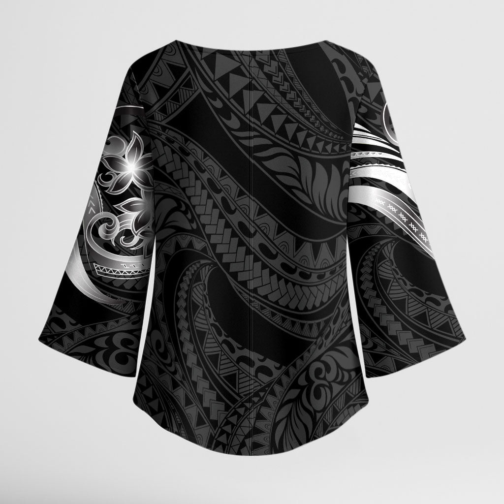 Tiki Drum Hawaii Kimono Sleeve Blouse Hawaiian Kakau Tattoo Style LT14 - Polynesian Pride