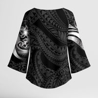 Tiki Drum Hawaii Kimono Sleeve Blouse Hawaiian Kakau Tattoo Style LT14 - Polynesian Pride