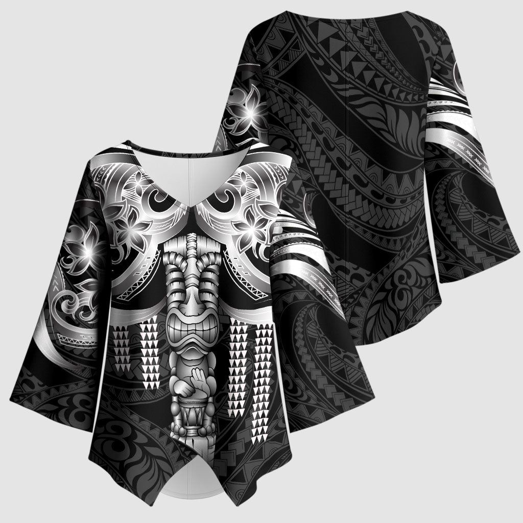Tiki Drum Hawaii Kimono Sleeve Blouse Hawaiian Kakau Tattoo Style LT14 - Polynesian Pride