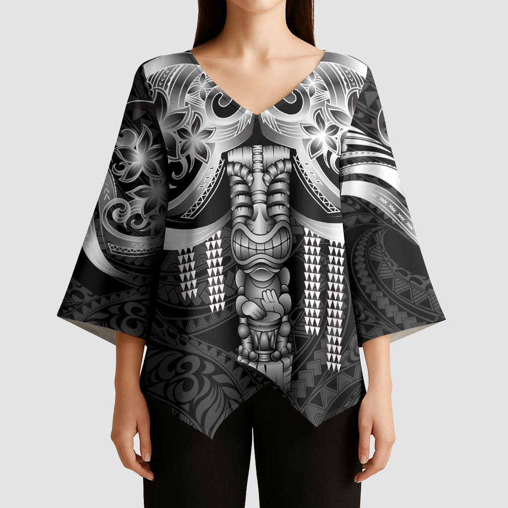 Tiki Drum Hawaii Kimono Sleeve Blouse Hawaiian Kakau Tattoo Style LT14 - Polynesian Pride