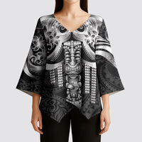 Tiki Drum Hawaii Kimono Sleeve Blouse Hawaiian Kakau Tattoo Style LT14 - Polynesian Pride