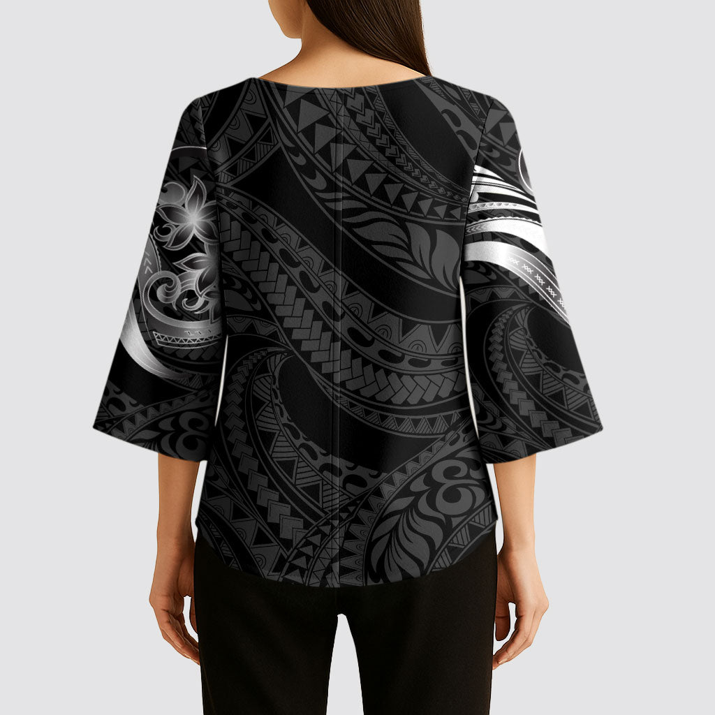 Tiki Drum Hawaii Kimono Sleeve Blouse Hawaiian Kakau Tattoo Style LT14 - Polynesian Pride