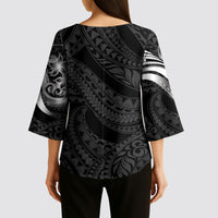 Tiki Drum Hawaii Kimono Sleeve Blouse Hawaiian Kakau Tattoo Style LT14 - Polynesian Pride