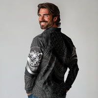 Tiki Drum Hawaii Long Sleeve Polo Shirt Hawaiian Kakau Tattoo Style LT14 - Polynesian Pride