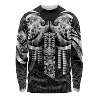 Tiki Drum Hawaii Long Sleeve Shirt Hawaiian Kakau Tattoo Style LT14 Unisex Black - Polynesian Pride