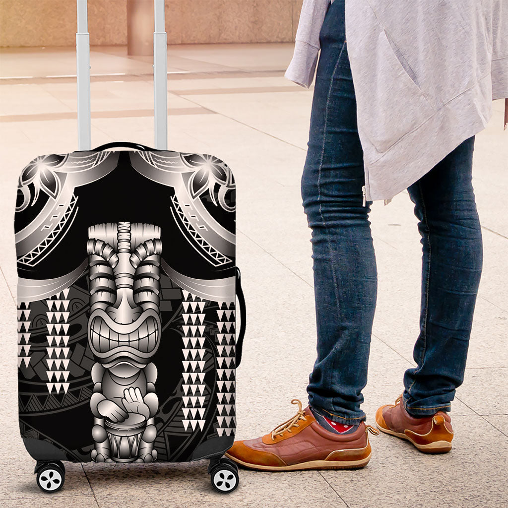 Tiki Drum Hawaii Luggage Cover Hawaiian Kakau Tattoo Style LT14 Black - Polynesian Pride