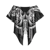 Tiki Drum Hawaii Off Shoulder Wrap Waist Top Hawaiian Kakau Tattoo Style LT14 Black - Polynesian Pride