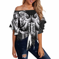 Tiki Drum Hawaii Off Shoulder Wrap Waist Top Hawaiian Kakau Tattoo Style LT14 - Polynesian Pride