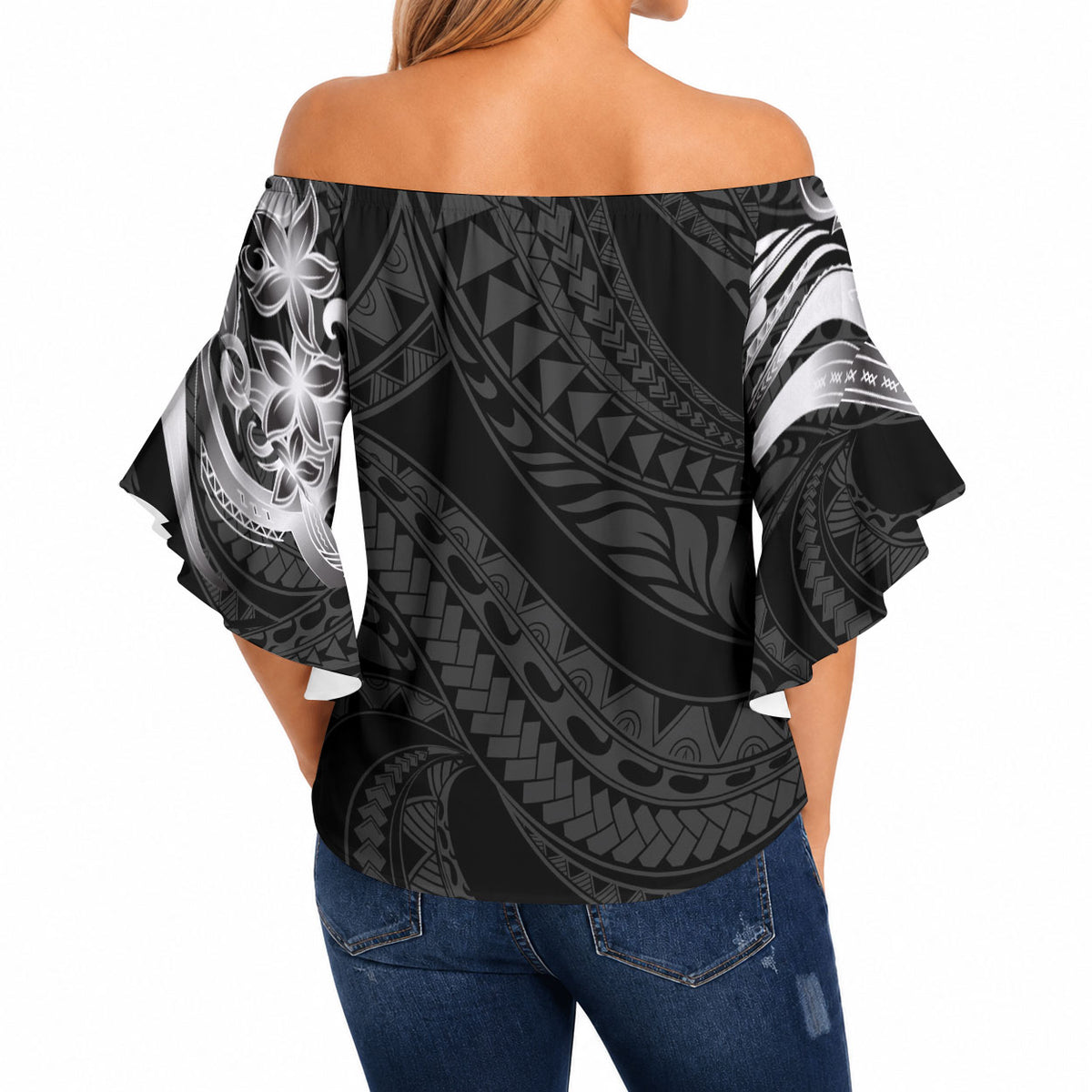 Tiki Drum Hawaii Off Shoulder Wrap Waist Top Hawaiian Kakau Tattoo Style LT14 - Polynesian Pride
