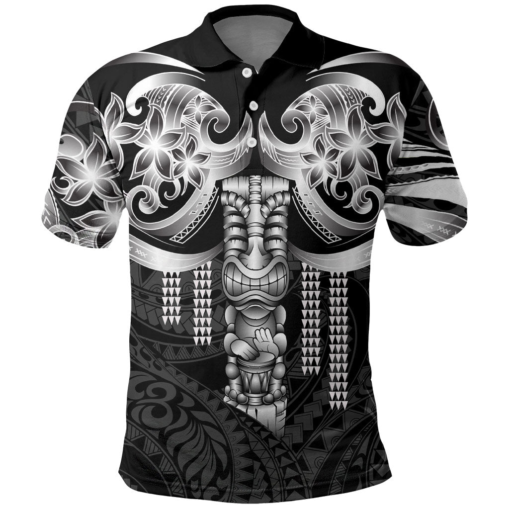 Tiki Drum Hawaii Polo Shirt Hawaiian Kakau Tattoo Style LT14 Black - Polynesian Pride