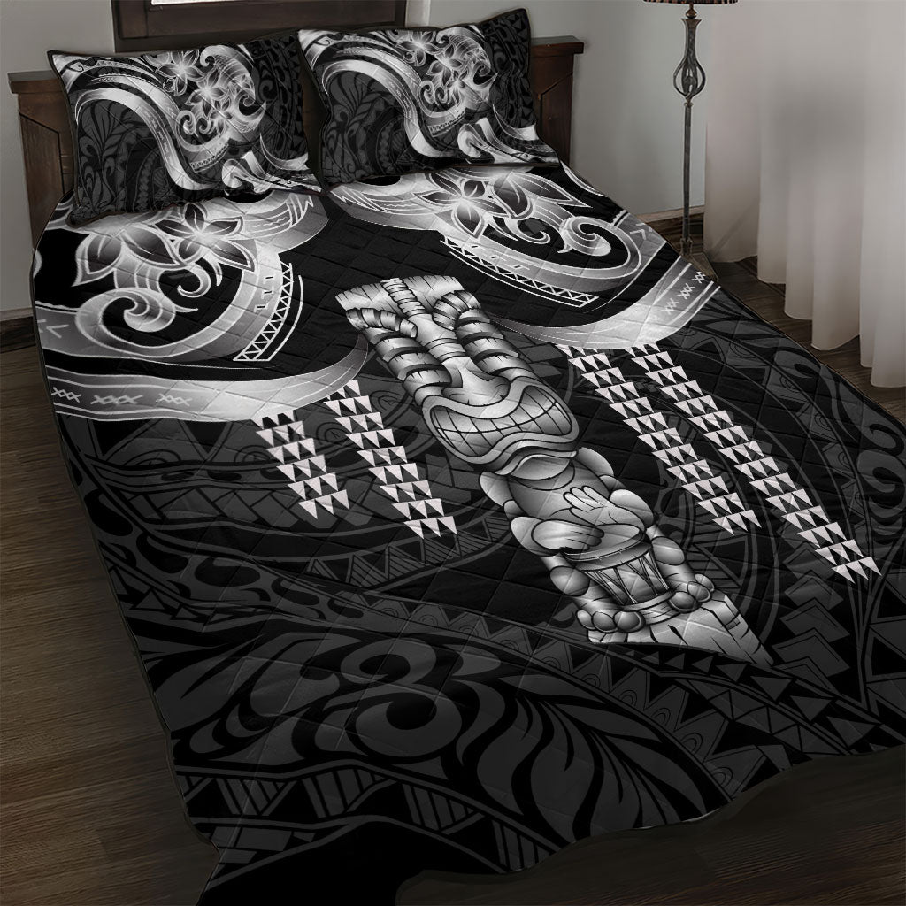 Tiki Drum Hawaii Quilt Bed Set Hawaiian Kakau Tattoo Style LT14 Black - Polynesian Pride