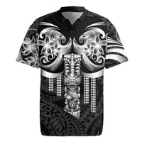 Tiki Drum Hawaii Rugby Jersey Hawaiian Kakau Tattoo Style LT14 Black - Polynesian Pride