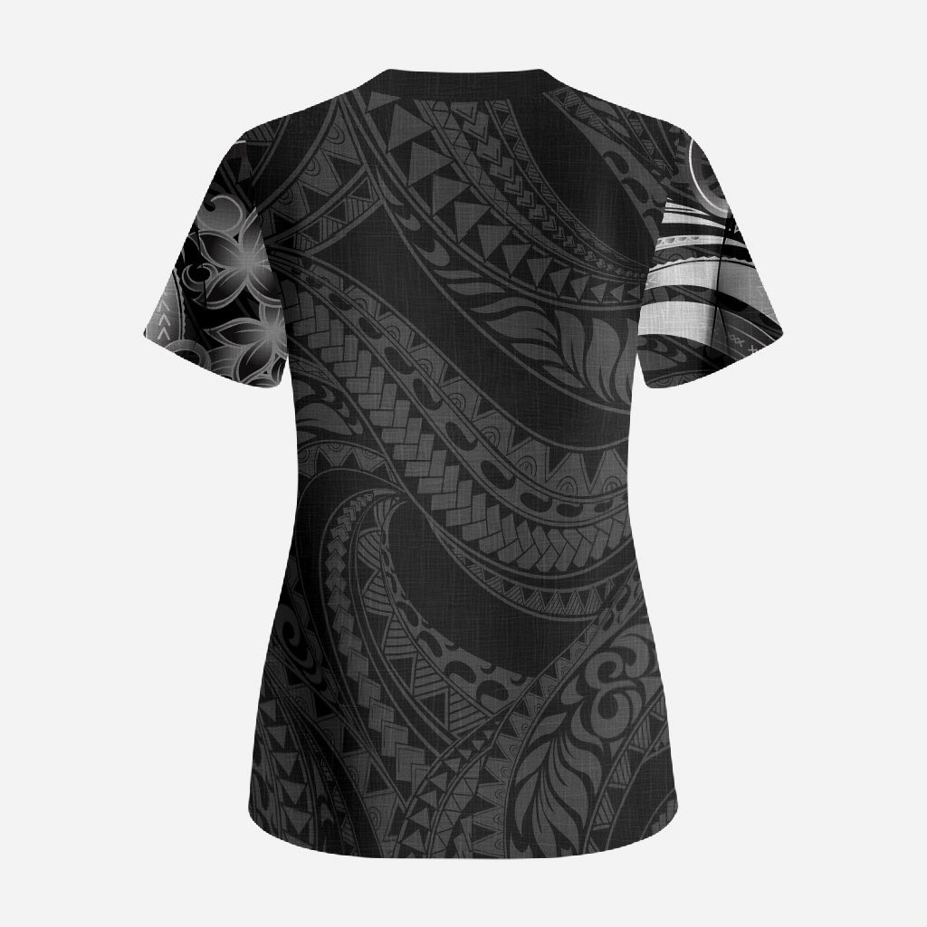 Tiki Drum Hawaii Scrub Top Hawaiian Kakau Tattoo Style LT14 - Polynesian Pride