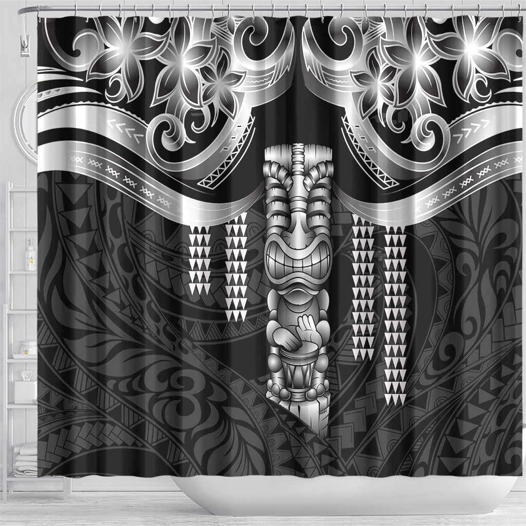 Tiki Drum Hawaii Shower Curtain Hawaiian Kakau Tattoo Style LT14 - Polynesian Pride