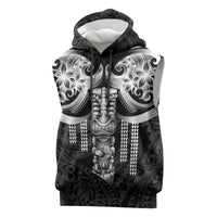 Tiki Drum Hawaii Sleeveless Hoodie Hawaiian Kakau Tattoo Style LT14 Black - Polynesian Pride