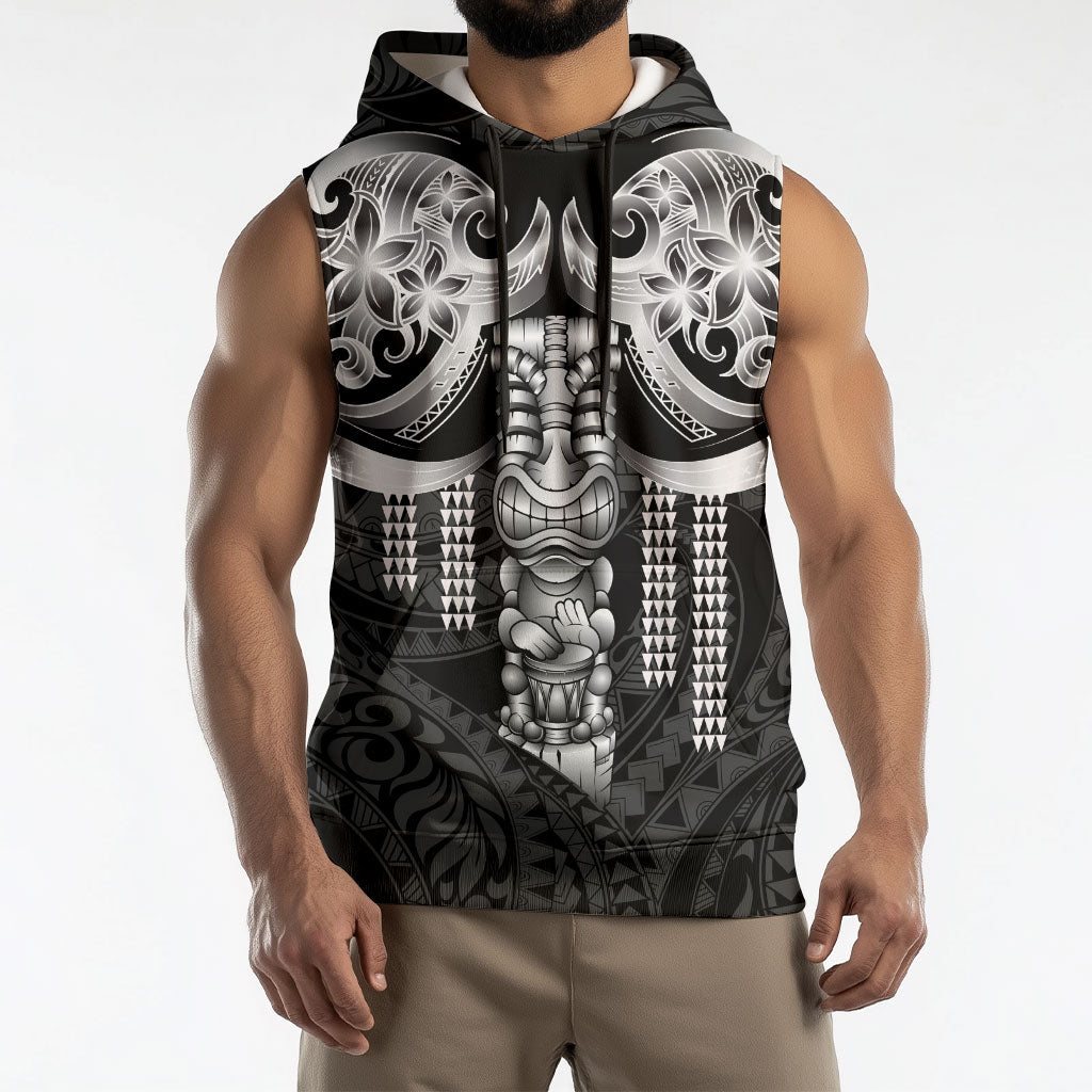 Tiki Drum Hawaii Sleeveless Hoodie Hawaiian Kakau Tattoo Style LT14 - Polynesian Pride