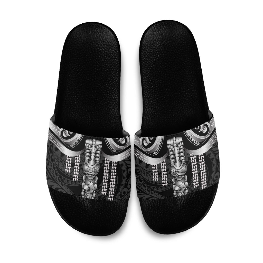 Tiki Drum Hawaii Slide Sandals Hawaiian Kakau Tattoo Style LT14 Black - Polynesian Pride