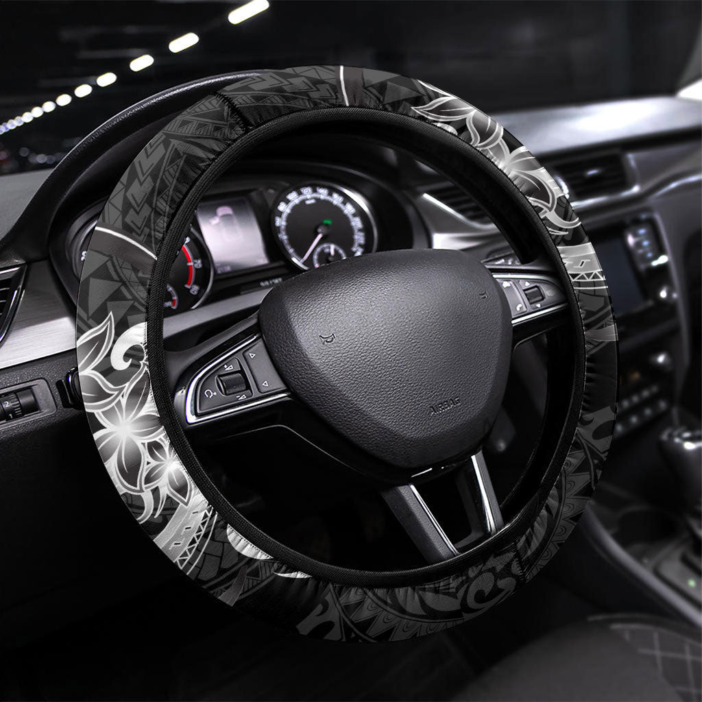 Tiki Drum Hawaii Steering Wheel Cover Hawaiian Kakau Tattoo Style LT14 Universal Fit Black - Polynesian Pride