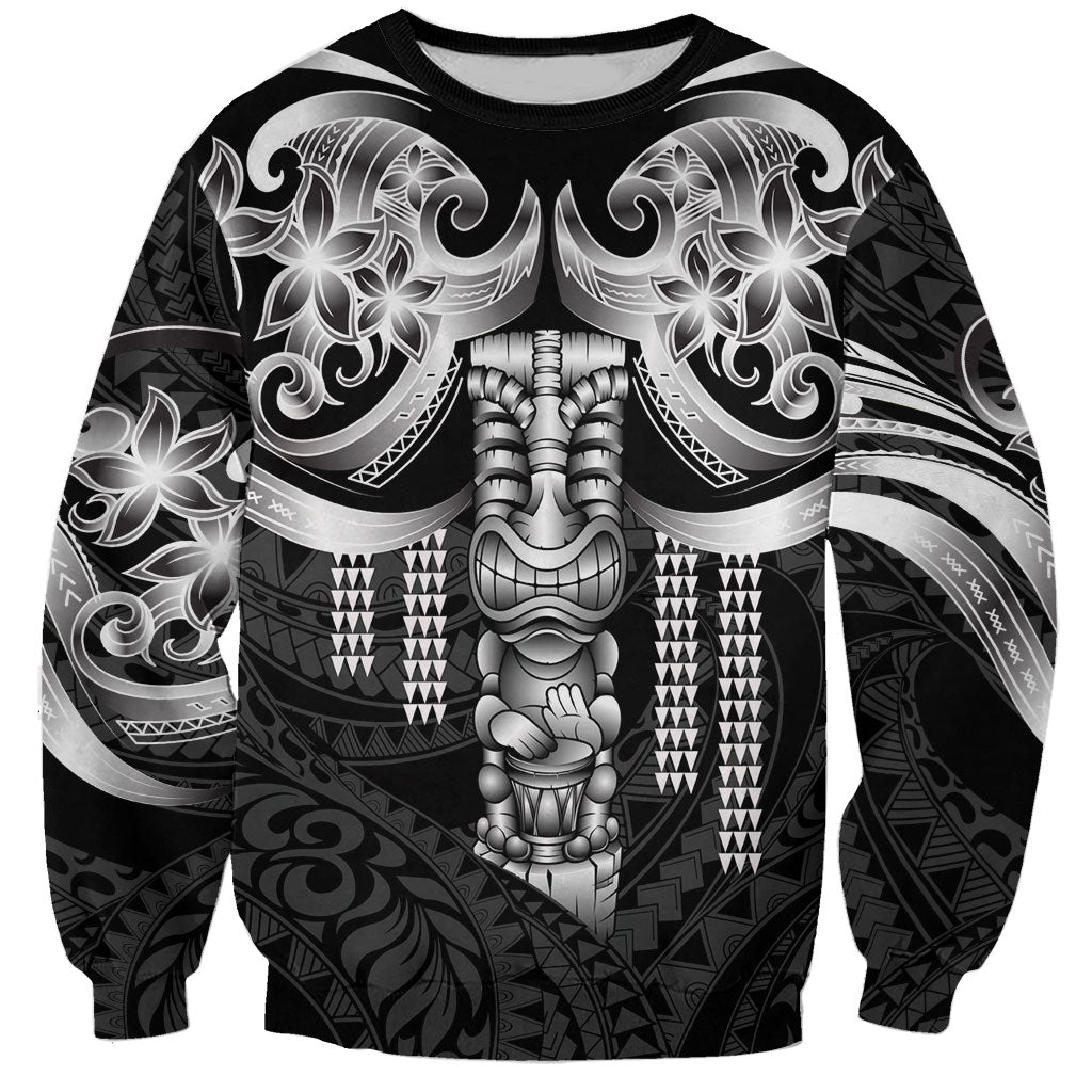 Tiki Drum Hawaii Sweatshirt Hawaiian Kakau Tattoo Style LT14 Unisex Black - Polynesian Pride