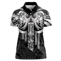 Tiki Drum Hawaii Women Polo Shirt Hawaiian Kakau Tattoo Style LT14 Female Black - Polynesian Pride