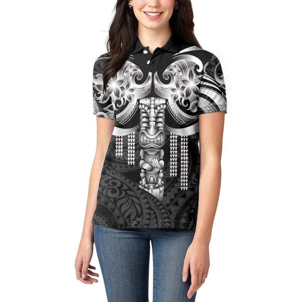 Tiki Drum Hawaii Women Polo Shirt Hawaiian Kakau Tattoo Style LT14 - Polynesian Pride