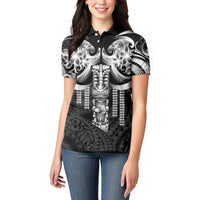 Tiki Drum Hawaii Women Polo Shirt Hawaiian Kakau Tattoo Style LT14 - Polynesian Pride