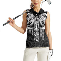 Tiki Drum Hawaii Women Sleeveless Polo Shirt Hawaiian Kakau Tattoo Style LT14 - Polynesian Pride