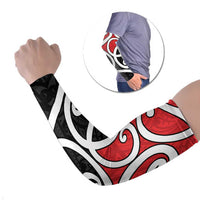 New Zealand Arm Sleeves Maori Koru Tino Rangatiratanga Color LT14 Set of 2 Red - Polynesian Pride