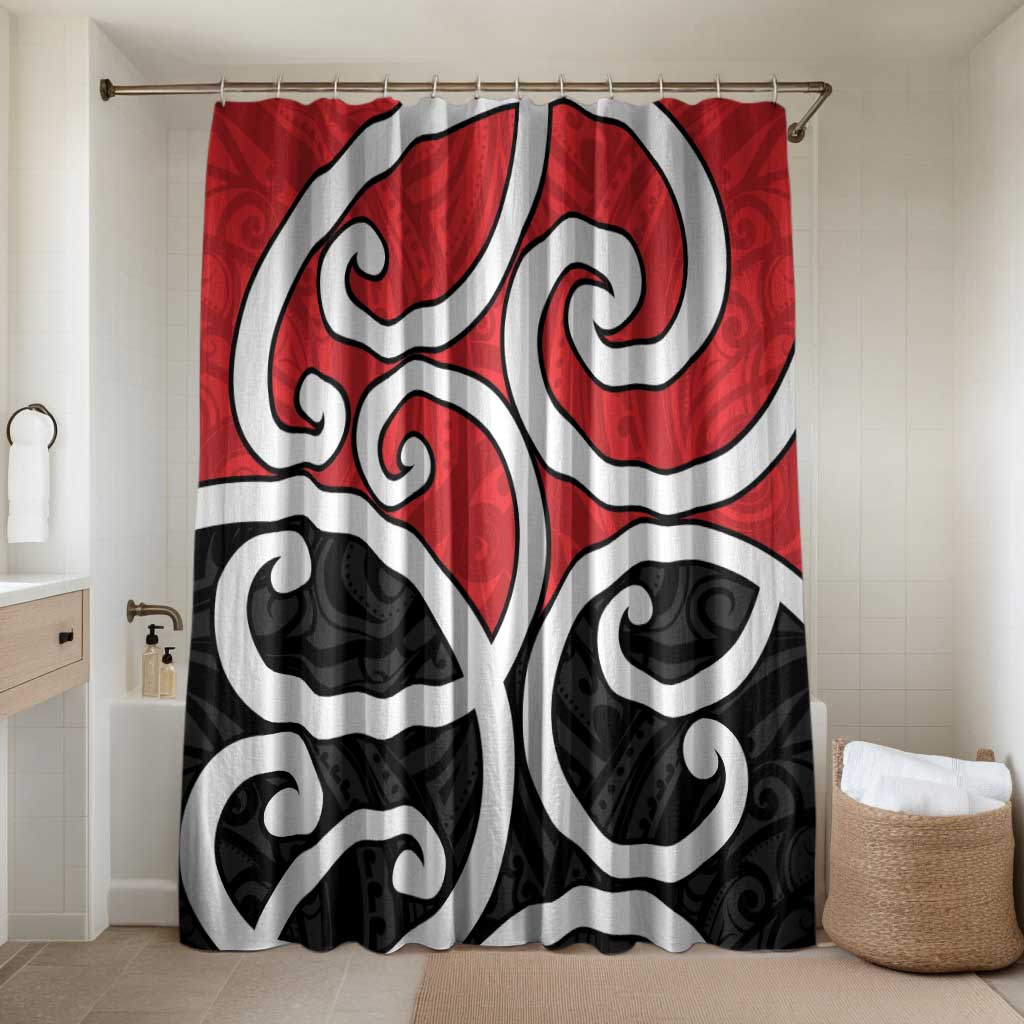 New Zealand Bathroom Set Maori Koru Tino Rangatiratanga Color LT14 Shower Curtain Only Red - Polynesian Pride