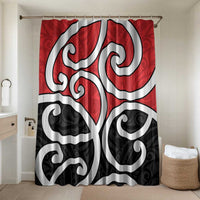 New Zealand Bathroom Set Maori Koru Tino Rangatiratanga Color LT14 Shower Curtain Only Red - Polynesian Pride