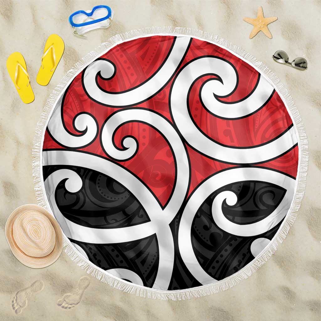 New Zealand Beach Blanket Maori Koru Tino Rangatiratanga Color LT14 One Size 150cm Red - Polynesian Pride