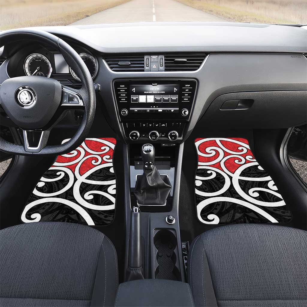 New Zealand Car Mats Maori Koru Tino Rangatiratanga Color LT14 Set 2pcs - Front Red - Polynesian Pride