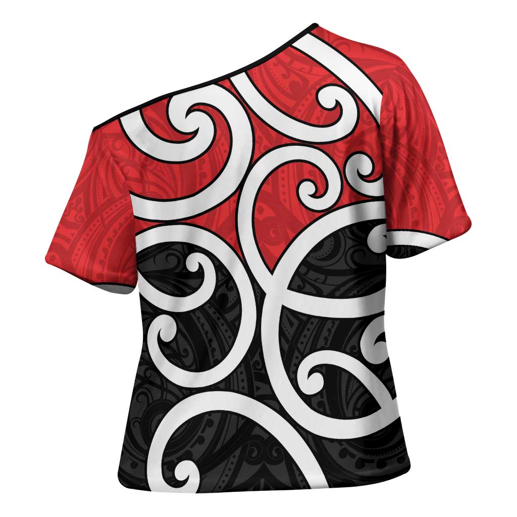 New Zealand Cross Shoulder Shirt Maori Koru Tino Rangatiratanga Color LT14 - Polynesian Pride
