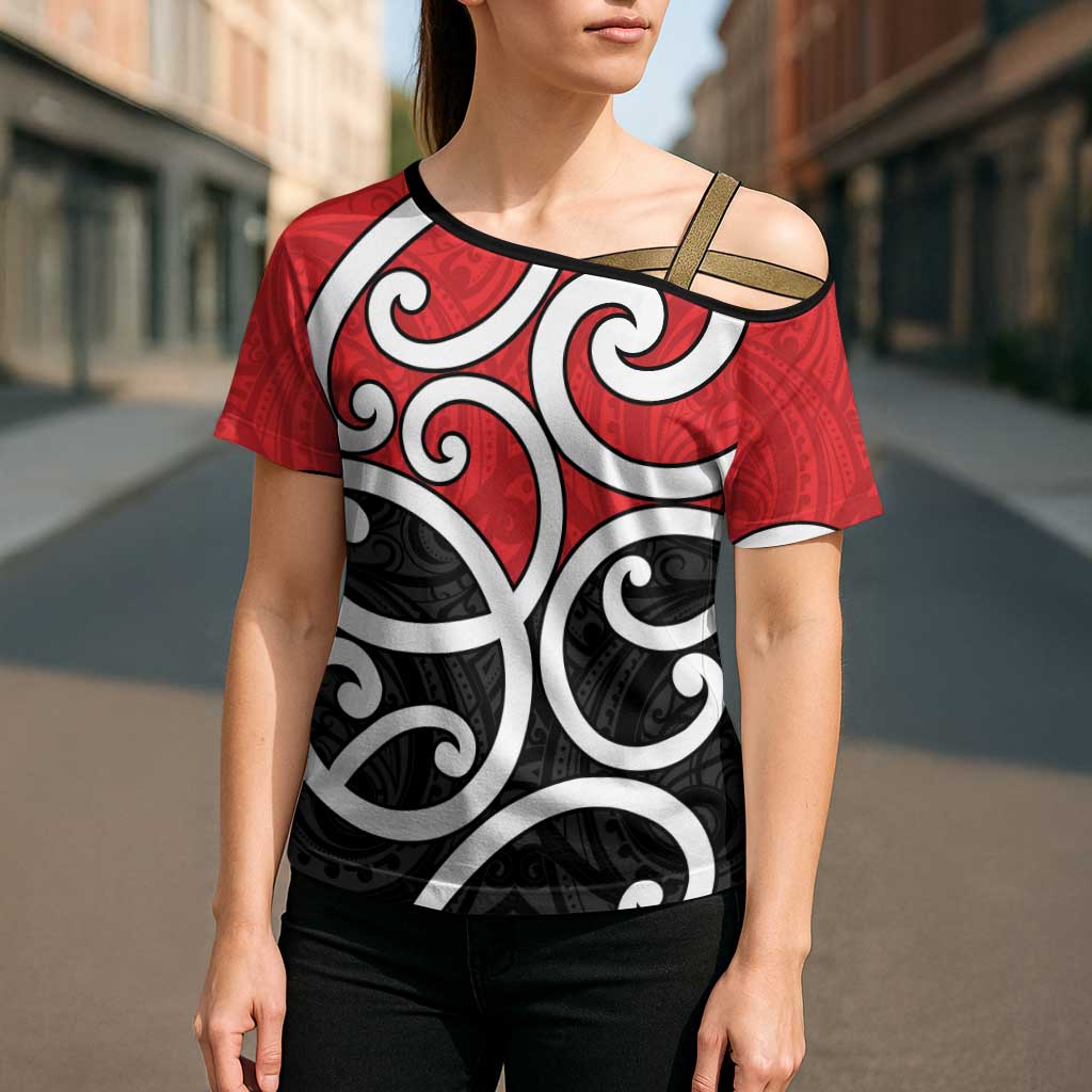 New Zealand Cross Shoulder Shirt Maori Koru Tino Rangatiratanga Color LT14 - Polynesian Pride