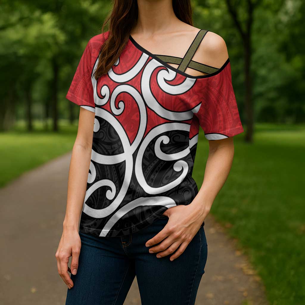 New Zealand Cross Shoulder Shirt Maori Koru Tino Rangatiratanga Color LT14 - Polynesian Pride