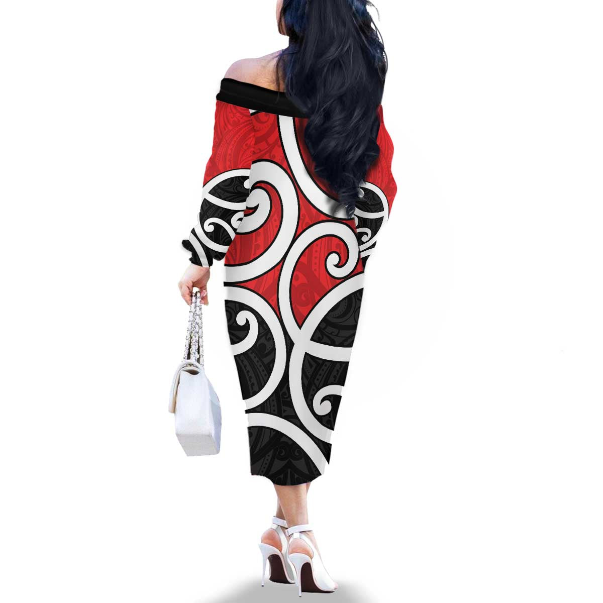 New Zealand Family Matching Off The Shoulder Long Sleeve Dress and Hawaiian Shirt Maori Koru Tino Rangatiratanga Color LT14 - Polynesian Pride