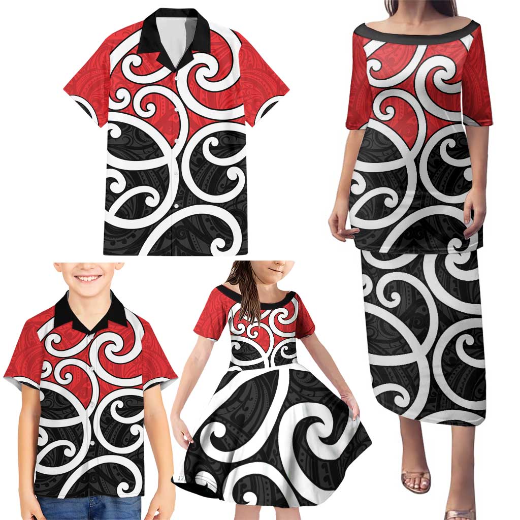 New Zealand Family Matching Puletasi and Hawaiian Shirt Maori Koru Tino Rangatiratanga Color LT14 - Polynesian Pride