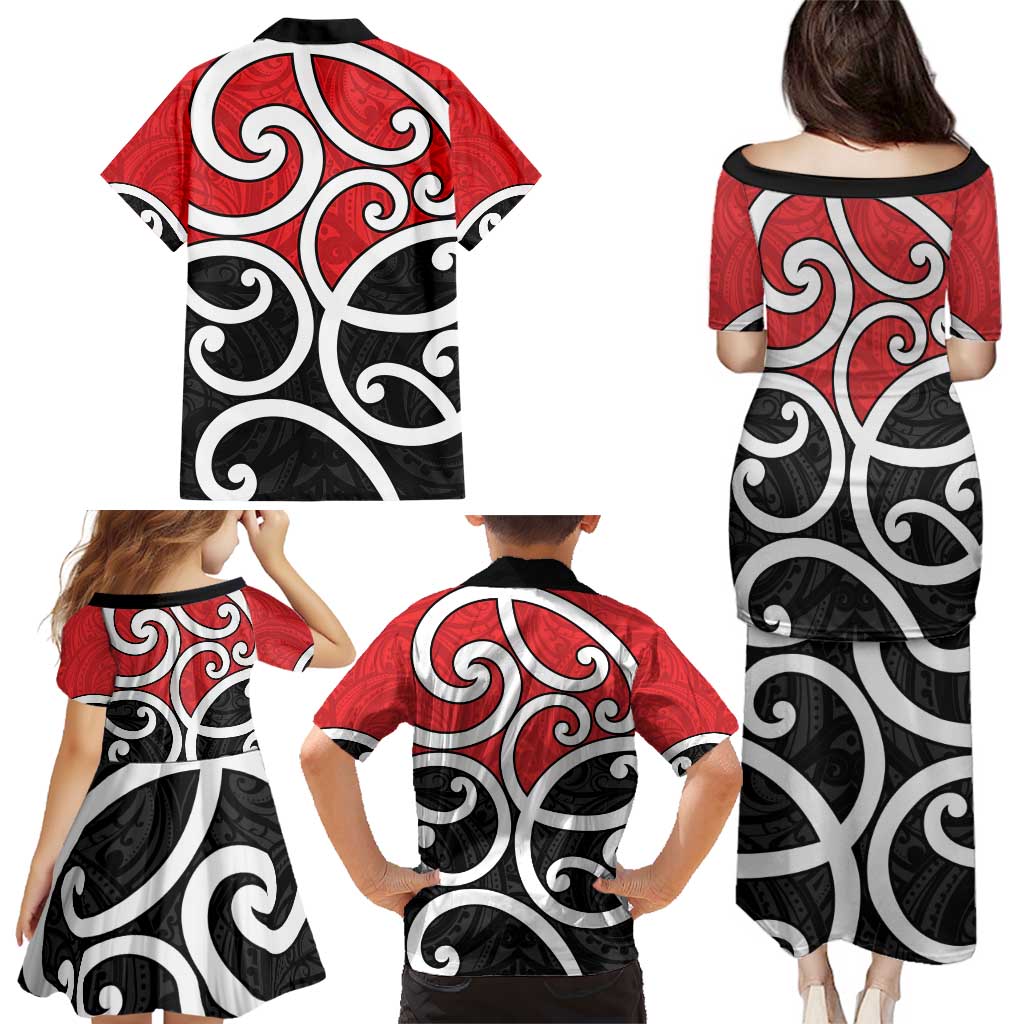 New Zealand Family Matching Puletasi and Hawaiian Shirt Maori Koru Tino Rangatiratanga Color LT14 - Polynesian Pride