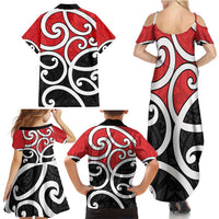 New Zealand Family Matching Summer Maxi Dress and Hawaiian Shirt Maori Koru Tino Rangatiratanga Color LT14 - Polynesian Pride