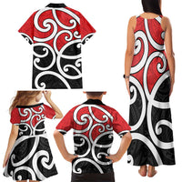 New Zealand Family Matching Tank Maxi Dress and Hawaiian Shirt Maori Koru Tino Rangatiratanga Color LT14 - Polynesian Pride