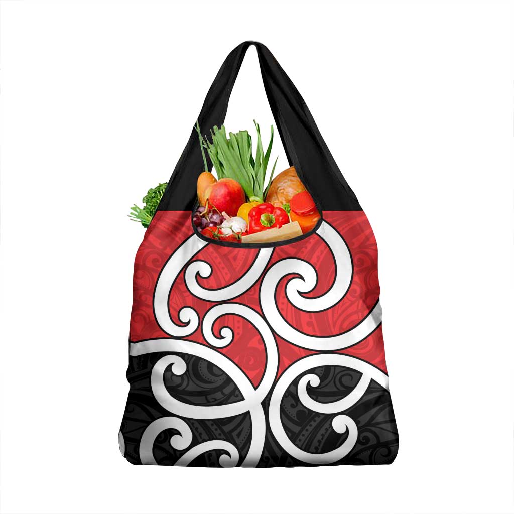 New Zealand Grocery Bag Maori Koru Tino Rangatiratanga Color LT14 1-pack One Size Red - Polynesian Pride