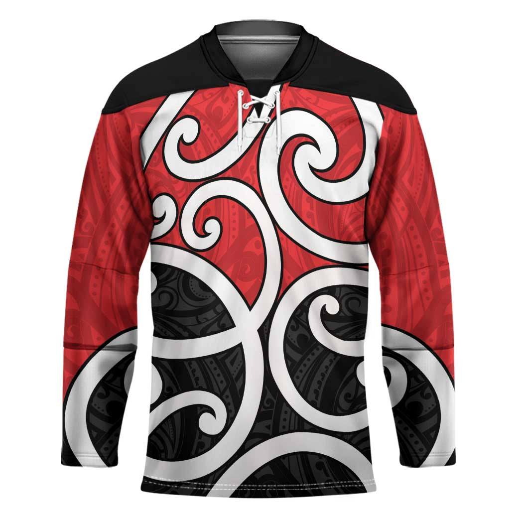 New Zealand Hockey Jersey Maori Koru Tino Rangatiratanga Color LT14 Unisex Red - Polynesian Pride