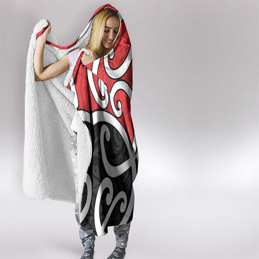 New Zealand Hooded Blanket Maori Koru Tino Rangatiratanga Color LT14 - Polynesian Pride