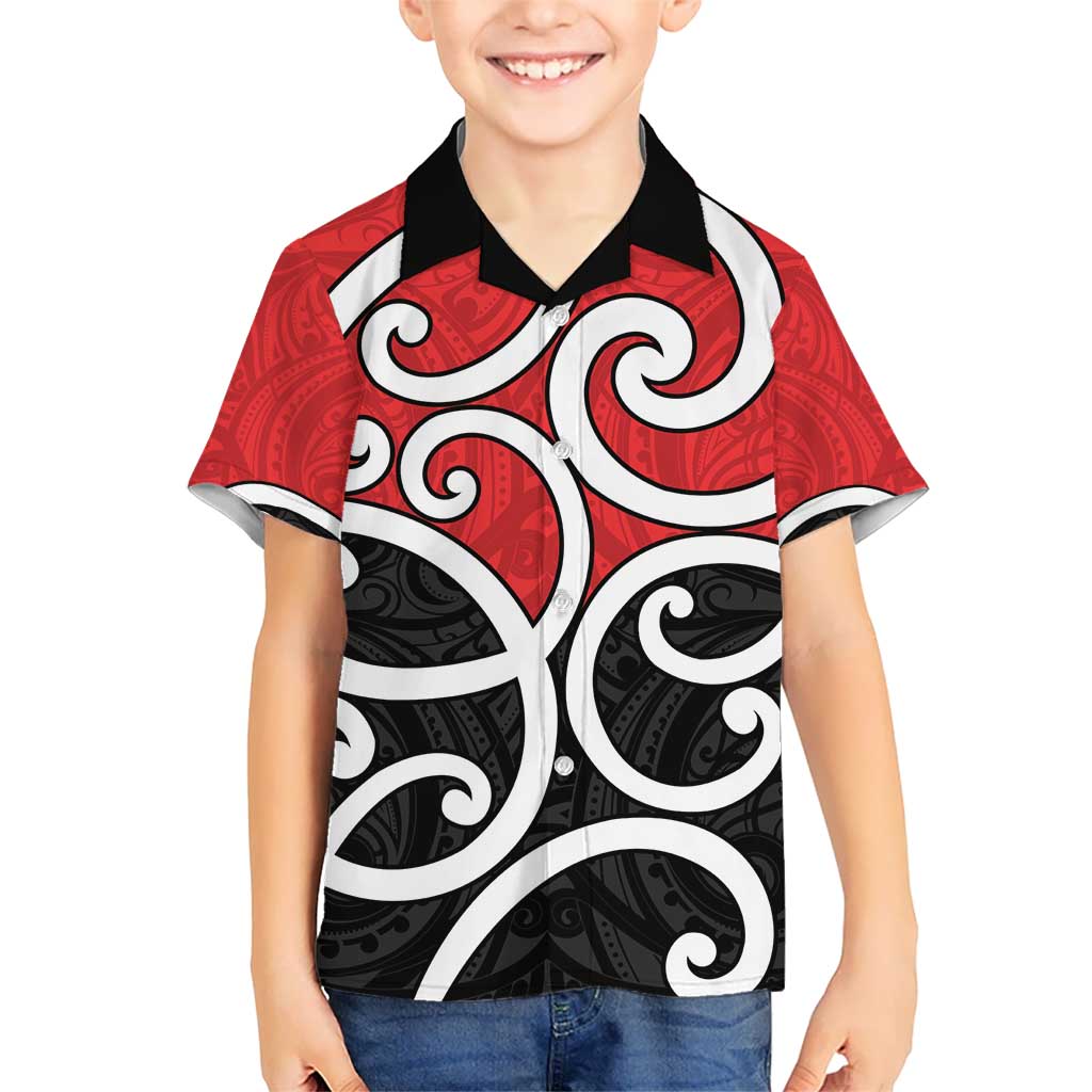New Zealand Kid Hawaiian Shirt Maori Koru Tino Rangatiratanga Color LT14 Kid Red - Polynesian Pride