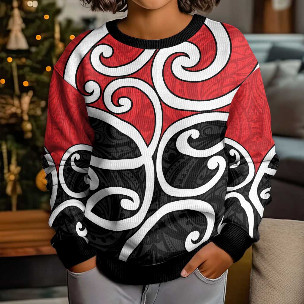 New Zealand Kid Ugly Christmas Sweater Maori Koru Tino Rangatiratanga Color LT14 - Polynesian Pride