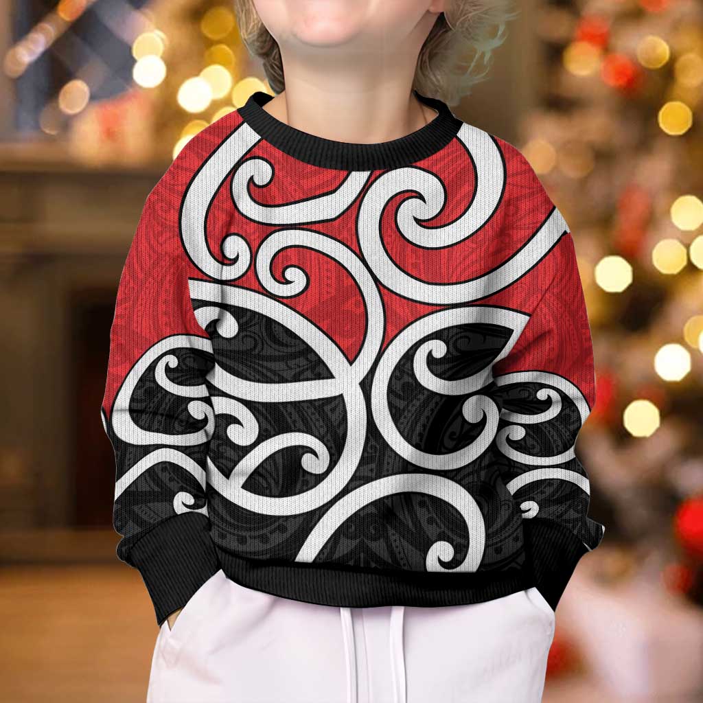 New Zealand Kid Ugly Christmas Sweater Maori Koru Tino Rangatiratanga Color LT14 - Polynesian Pride