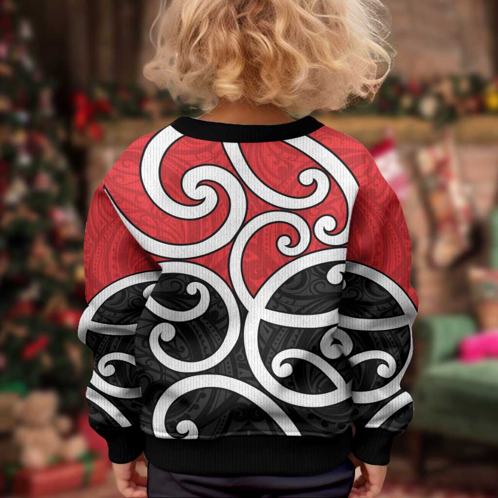 New Zealand Kid Ugly Christmas Sweater Maori Koru Tino Rangatiratanga Color LT14 - Polynesian Pride