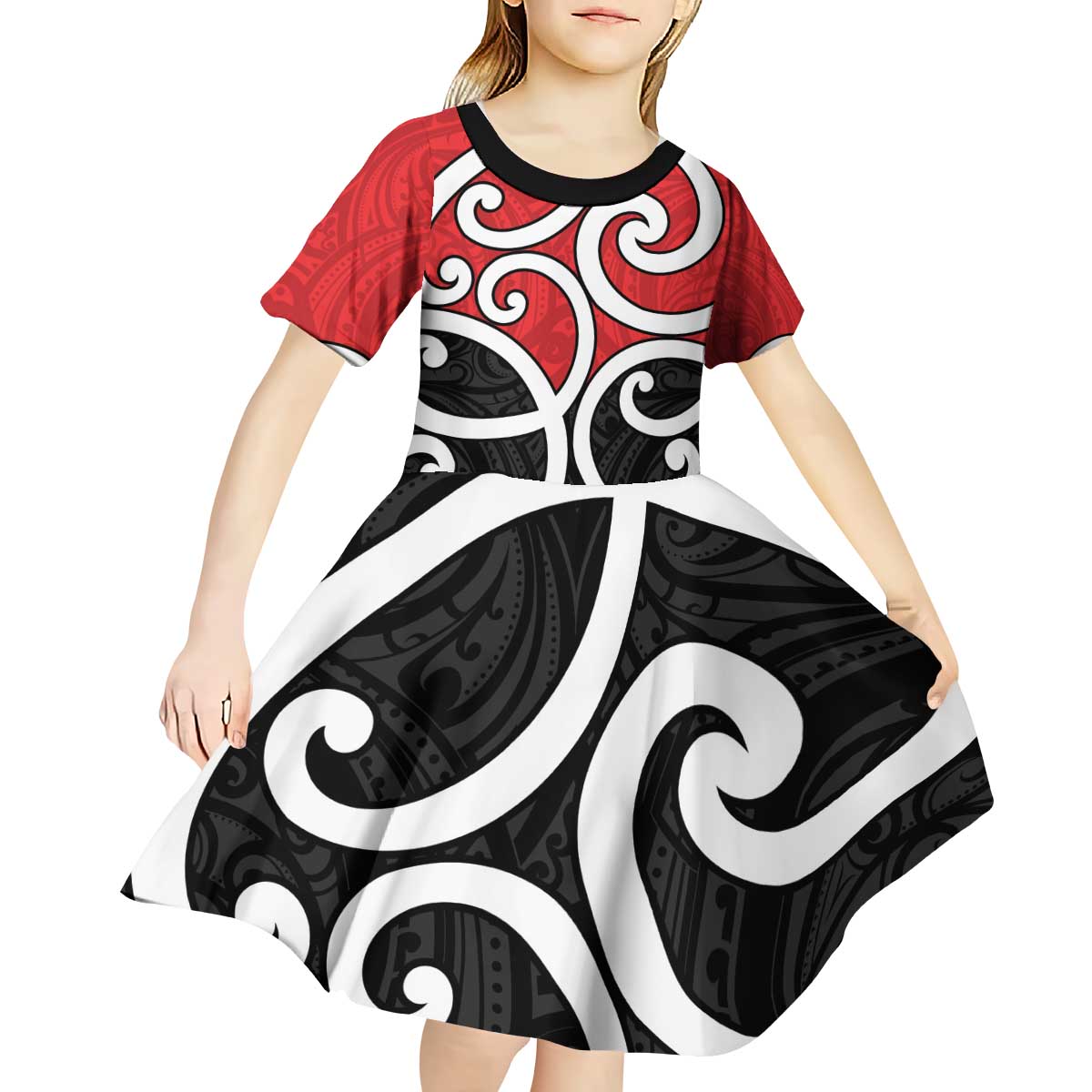 New Zealand Kid Short Sleeve Dress Maori Koru Tino Rangatiratanga Color LT14 - Polynesian Pride